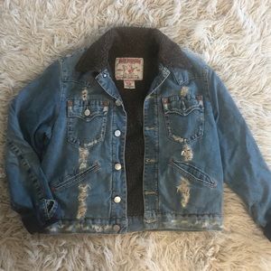 Distressed jean jacket